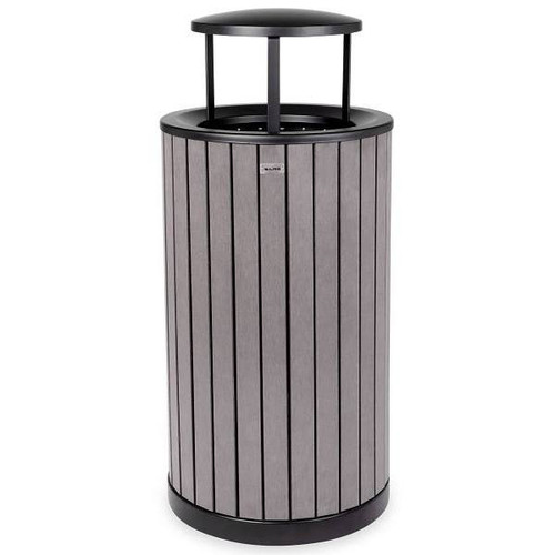 Alpine Industries 32-Gal Od Slatted Wood Panel Steel Receptacle Bonnet Lid Gray ALP4400-01-GRY-RB