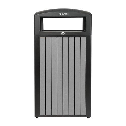 Alpine Industries 40 Gal Od Trash Receptacle Slatted Plastic Panels Grey ALP471-40-WD-GRY