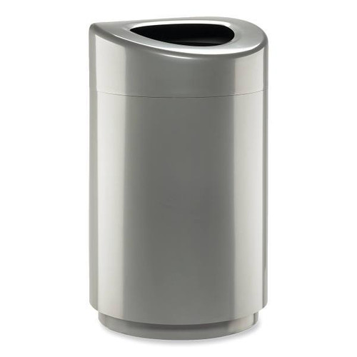Safco Open Top Round Waste Receptacle, Steel, 30 Gal, Silver 285854