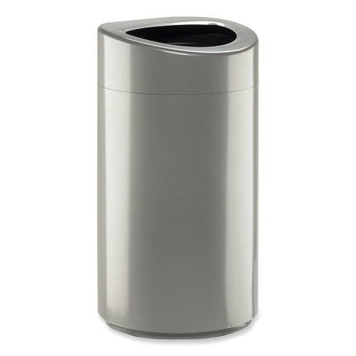 Safco Open Top Oval Waste Receptacle, Steel, 14 Gal, Silver 286137