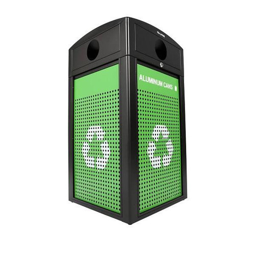 Alpine Industries 40 Gal Steel Green Outdoor Recycle/Trash Receptacle-Lid 359472