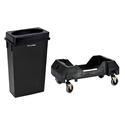 Alpine Industries 23 Gallon Commercial Trash Can Includes Swing Lid And Dolly 364044