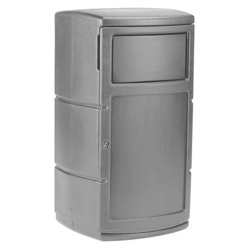 Commercial Zone Products Polytec Gray Square Trash Container Dual Flipper Lid 382293