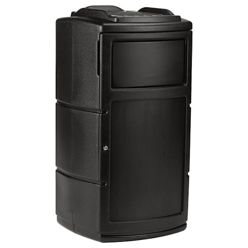 Commercial Zone Products Polytec Black Square Trash Container Dual Flipper Lid 389006