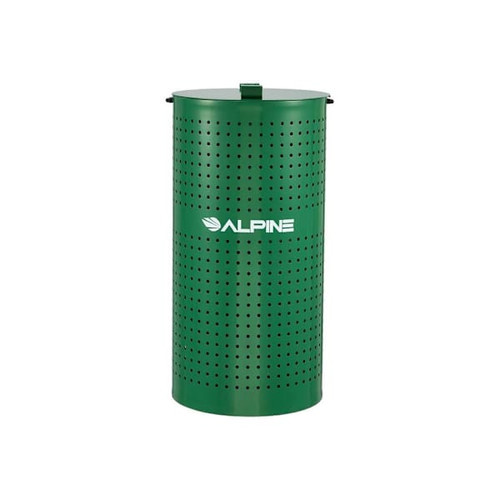 Alpine Industries 10 Gallon Steel Pet Waste Green Receptacle Trash Can With Lid 397450