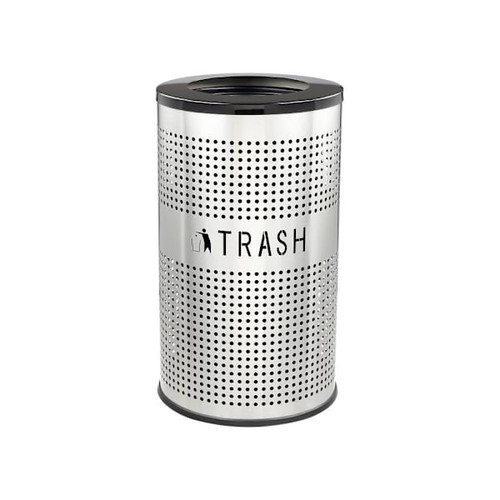 Alpine Industries 26 Gallon  Stainless-Steel Round Perforated Trash Can With Lid 397451