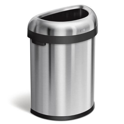 Simplehuman 21 Gallon Brushed Stainless Steel Semi-Round Open-Top Trash Can