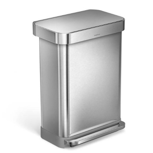 Simplehuman 15 Gal. Front Step-On Decorative Trash (Stainless)