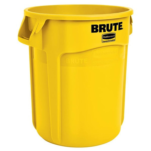 Rubbermaid Commercial BRUTE 20 Gal. Round Trash Can, Vented, Yellow, 6-Pack