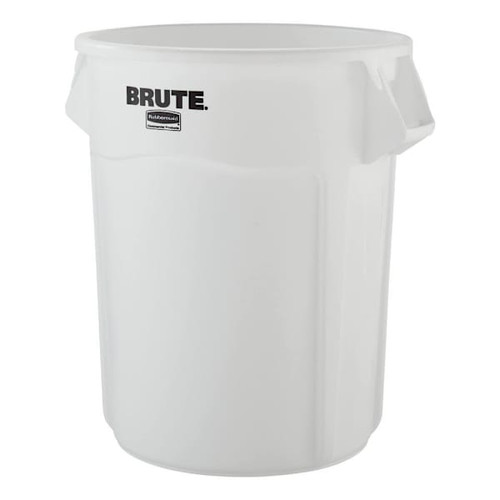 Rubbermaid Commercial BRUTE 55 Gal. Round Trash Can, Vented, White, 3-Pack