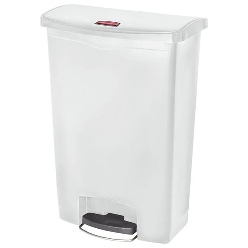 Rubbermaid Commercial Slim Jim 24 Gallon Front Step-On Resin Trash Can (White)