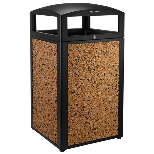 Alpine Industries 40-Gallon All-Weather Trash Can With Brown Stone Panels