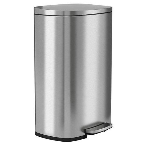 HLS Commercial 13.2 Gallon Stainless Steel Step Fire Resistant Trash Can With Odor Filter