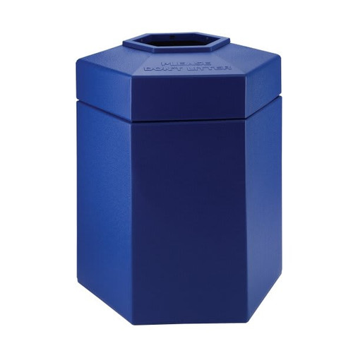 Commercial Zone Polytec Trash 45-Gal Hex Open-Top Lid Blue
