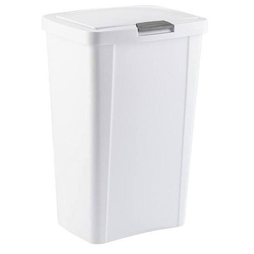 Sterilite   13 Gallon White Wastebasket W/Touch Lid Package Of 1