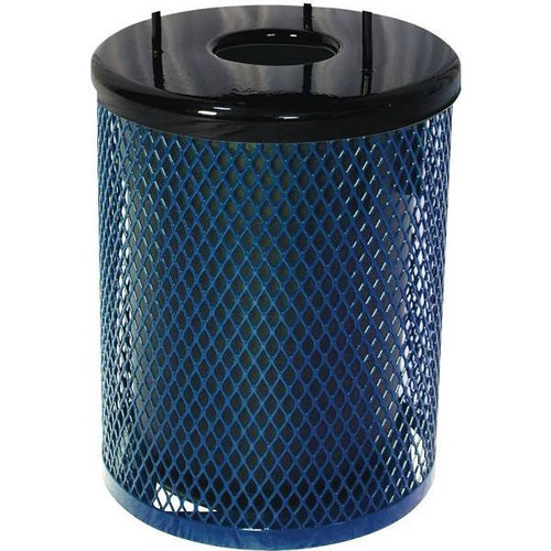 Everest 32 Gal. Trash Receptacle W/ Rain Bonnet (Blue)