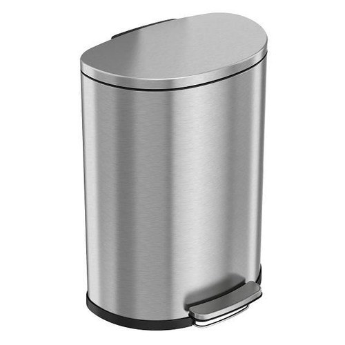 HLS Commercial 13.2 Gallon Stainless Steel Semi-Round Step Trash Can With Odor Filter