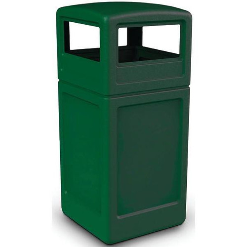 Polytec 42 Gal. Square Trash Can W/ Dome Lid (Forest Green)