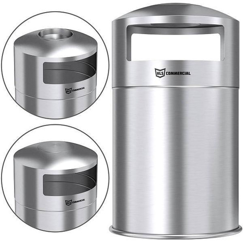 HLS Commercial 50 Gal. Dual Side-Entry Trash Can W/ Removable Ashtray (Stainless Steel)