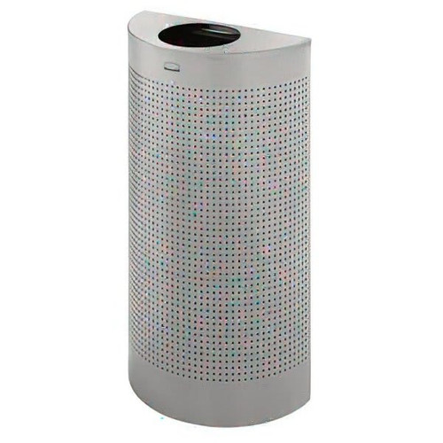 Rubbermaid Commercial Silhouettes 12 Gallon Open-Top Stainless Steel Half-Round Trash Can (Silver)
