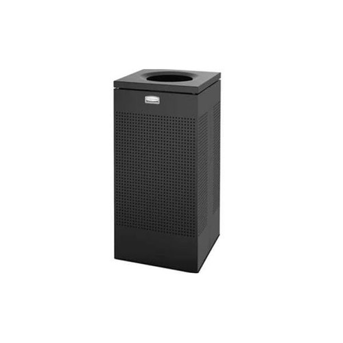 Rubbermaid Commercial Silhouettes 16 Gallon Open-Top Square Trash Can With Plastic Liner (Black)