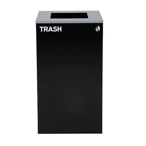 Alpine Industries 29g Square Trash Can Black Bin - Steel Metal Receptacle
