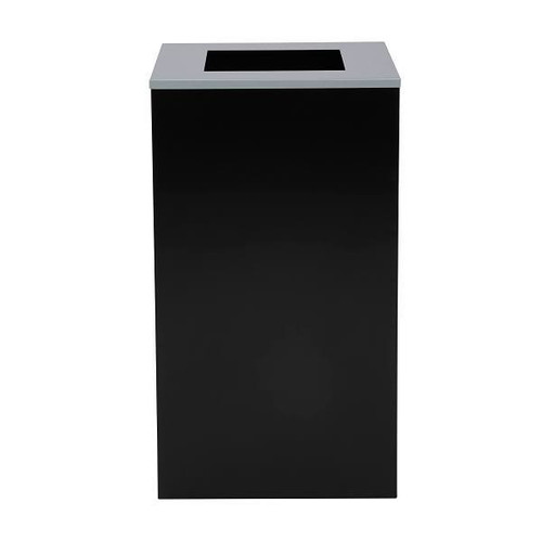 Alpine Industries 29g Square Trash Can Black Bin Steel Metal Receptacle