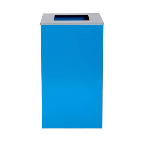 Alpine Industries 29g Square Trash Can Blue Bin - Steel Metal Receptacle