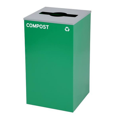 Alpine Industries 29g Bottle Square Compost Trash Can Green Bin Metal Receptacle