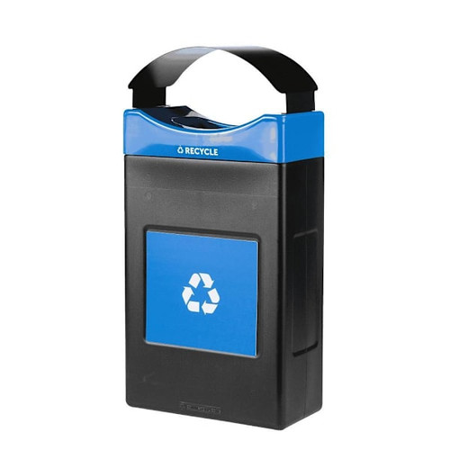 Commercial Zone Avante Recycle Container, 30-Gallon Shallow Unit W/Canopy Lid, Liner Included