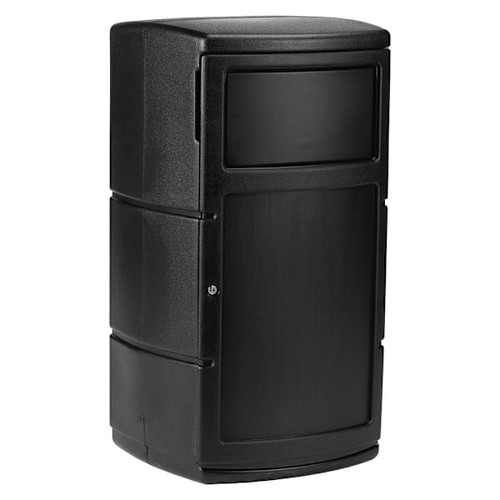 Polytec Black Square Trash Container With Dual Dome Flipper Lid 25-Gallon
