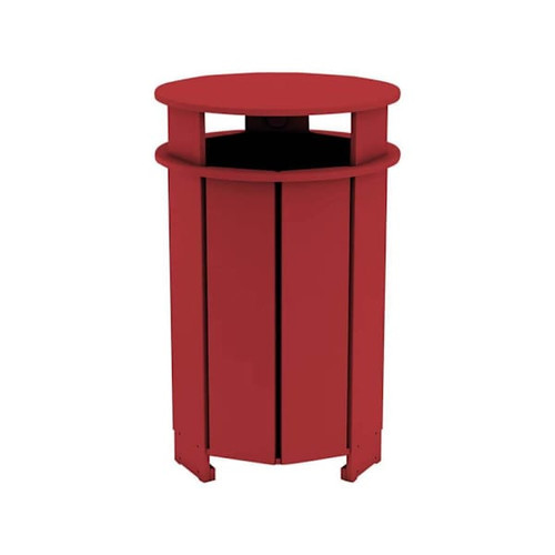 Ledge Lounger Mainstay Industrial Round Trash Bin And Liner-Red
