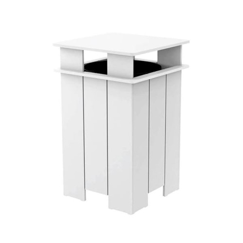 Ledge Lounger Mainstay Industrial Square Trash Bin And Liner-White