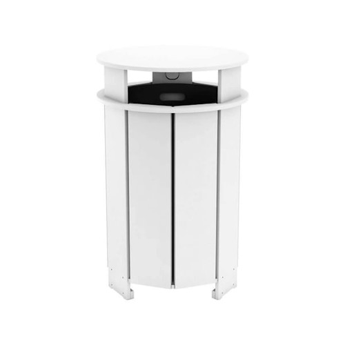 Ledge Lounger Industrial Round Trash Bin And Liner-White