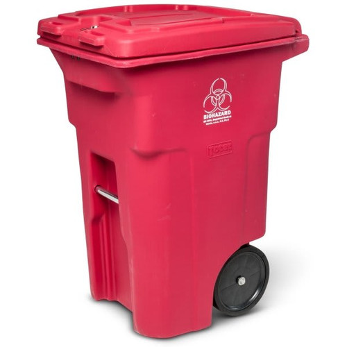 Toter 64 Gallon 2-Wheel Medical Waste Cart (Red)