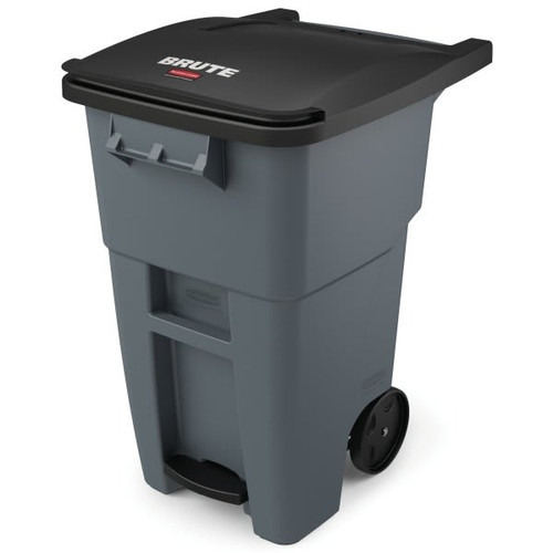 Rubbermaid Commercial Brute 50 Gallon Step-On Rollout Trash Can W/ Lid (Gray)