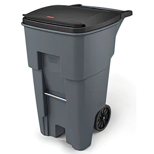 Rubbermaid Commercial 65 Gallon Rollout Trash Can With Lid (Gray)