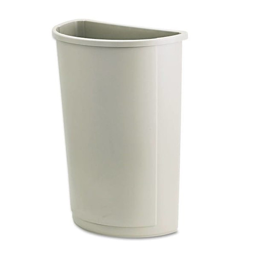 Untouchable Half-Round Plastic Receptacle, 21 Gal, Plastic, Beige