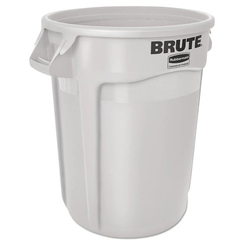 Vented Round BRUTE Container, 10 Gal, Plastic, White