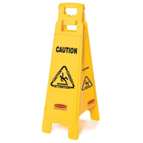 Rubbermaid Commercial Yellow 2-Sided Multi-Lingual Floor Sign (6-Pack)