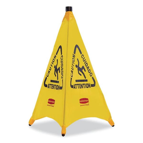 Rubbermaid Commercial Three-Sided 'Wet Floor' Safety Cone, 30" (Yellow)