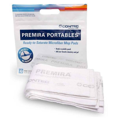 Contec Premira Portables Saturate-On-Demand Microfiber Mop Pads 5x19 Case Of 28 PRMP0001