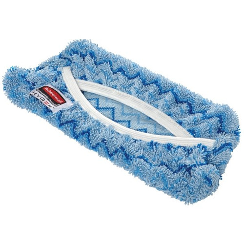 Rubbermaid Commercial HYGEN Flexi-Frame 9 In. Microfiber Flat Wet Mop Pad Cover, Blue, 12-Pack