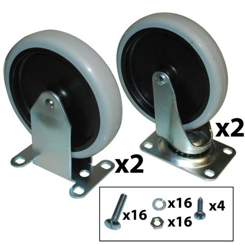 Rubbermaid Commercial 5 Inch Swiv & Rig Caster Kit W/Hardware For Rubbermaid Commercial Utility Cart