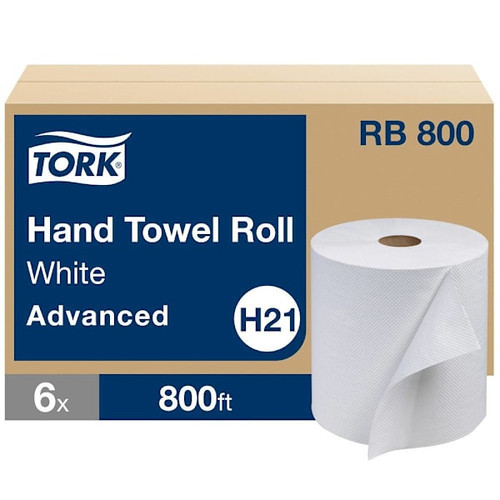 Tork Paper Hand Towel Roll, Advanced, White, H21 (6 Rolls X 800 Ft)
