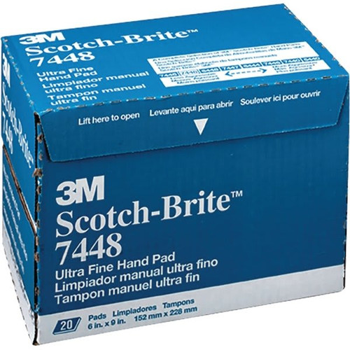 3m 7448 6" X 9" Gray Scotch-Brite Ultra Fine Pad, Case Of 20