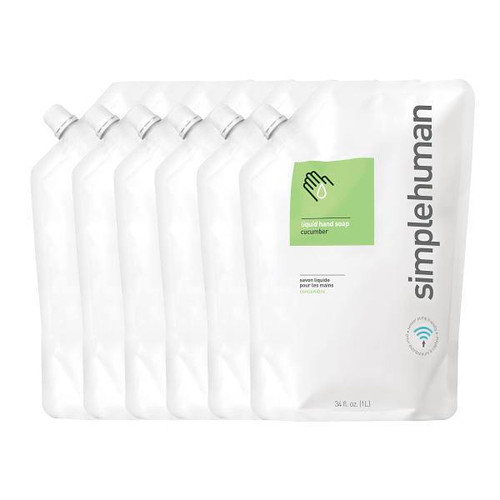 Simplehuman Moisturizing Liquid Hand Soap Refill Pouch Cucumber 34 Oz Case Of 6