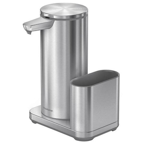 Simplehuman Touch-Free Recharge Senr Liq Soap/Dishwash Disp Sponge Caddy 14oz Ss