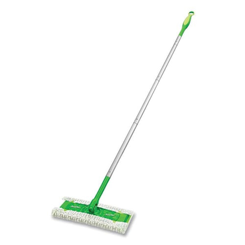 Sweeper Mop, Green/Silver Aluminum/Plastic Handle, 46", Includes White Cloth Head, 10 X 4.8, Case Of 3