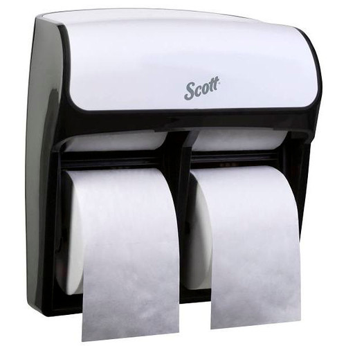 Scott Pro  44517 High Capacity Coreless Standard Roll White Toilet Paper Dispenser, 4 Roll Capacity